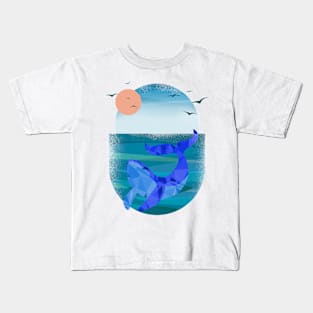 Whale, sun and birds Kids T-Shirt